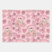 Coquette Pink Teddy Bear Seamless Pattern Inpakpapier Vel (Voorkant)