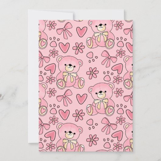 Coquette Pink Teddy Bear Seamless Pattern Kaart (Voorkant)