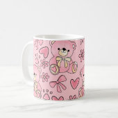 Coquette Pink Teddy Bear Seamless Pattern Koffiemok (Voorkant links)