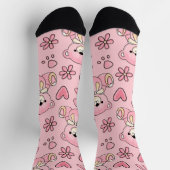  Coquette Pink Teddy Bear Seamless Pattern Sokken (Top)