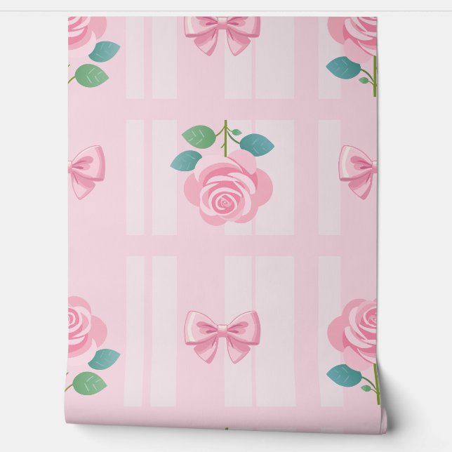 Coquette Plaid lint en Roos Roze Behang (Afrollen)