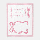 Coquette Polka Dot Pink Bow Baby Girl Milestone Fleece Deken (Voorkant)