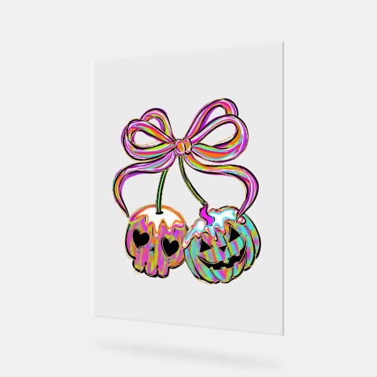 Coquette Pompoen Kersen Halloween Acryl Bord (Hoek)