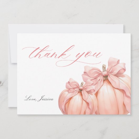 Coquette Pompoen Roze Bow Baby shower Dank u ca Bedankkaart (Voorkant)
