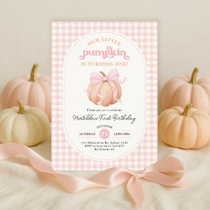 Coquette Pompoen Roze Bow Girl 1e Verjaardag Party Kaart