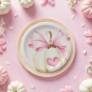 Coquette pompoen roze papier Borden Papieren Bordje