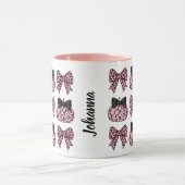 Coquette Pompoenen en bogen roze gepersonaliseerd Mok (Midden)