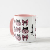 Coquette Pompoenen en bogen roze gepersonaliseerd Mok (Voorkant links)