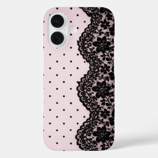 Coquette Poppenhuis Polka Kant iPhone 16 Hoesje