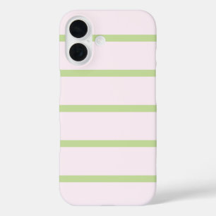 Coquette Preppy Chic Pastel Groen En Roze Strepen iPhone 16 Hoesje