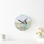 Coquette Printemps fille et chien horloge murale e (Maison)