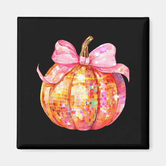 Coquette Pumpkin Bow Disco Ball Cute Girly Hallowe Magneet (Voorkant)