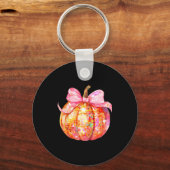 Coquette Pumpkin Bow Disco Ball Cute Girly Hallowe Sleutelhanger (Voorkant)