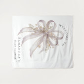 Coquette purple bow baby shower Backdrop Wandkleed (Voorkant (horizontaal))