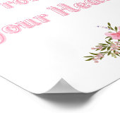Coquette Quote Muurkunst - Lichtroze strik Floral Poster (Hoek)