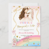 Coquette Rainbow Pastel Unicorn Magical Birthday Kaart (Voorkant)