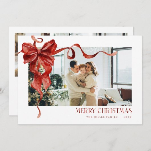 Coquette Red Bow - Carte de Noël (Devant / Derrière)