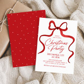 Coquette Red Bow Classic Holiday Christmas Party Kaart