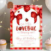 Coquette Red Bow Lovebug First Birthday Invitation