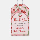 Coquette Red Cherry Baby shower Gift Label Cadeaulabel (Voorkant)