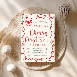 Coquette Red Cherry Invitation pour le premier ann