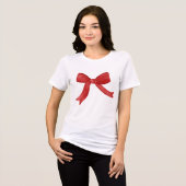 Coquette Red Christmas Bow Elegant Minimalist Tri-Blend Shirt (Voorkant volledig)