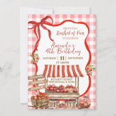 Coquette Red Plaid Bow Apple Orchard Birthday Kaart (Voorkant)