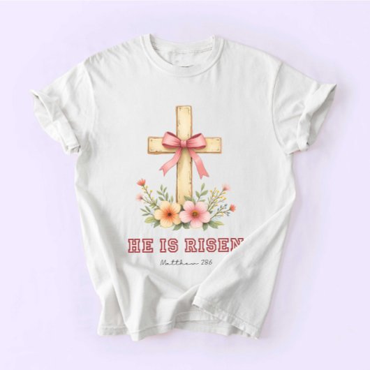 Coquette Religious, Jesus Easter, He is Risen T-shirt