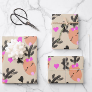 Coquette rendier kerstcadeau inpakpapier vel