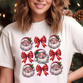 Coquette Retro Kerstman Gezichten en Rode Bogen Ke Tri-Blend Shirt