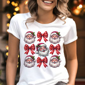 Coquette Retro Kerstman Gezichten en Rode Bogen Ke Tri-Blend Shirt