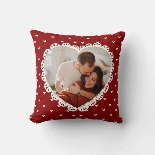Coquette Rode Hart Uitknip Valentijnsdag Kussen (Voorkant)