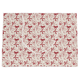 Coquette rode strik seamless patroon kerst groot cadeauzakje