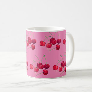 Coquette rood Kersen fruit patroon Voedsel roze Koffiemok
