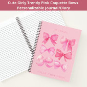 Coquette Rose Aquarelle tendance Bow Girly Journal