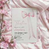 Coquette rose Bow 13e anniversaire Invitation