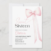 Coquette rose Bow 16e anniversaire Invitation (Devant)