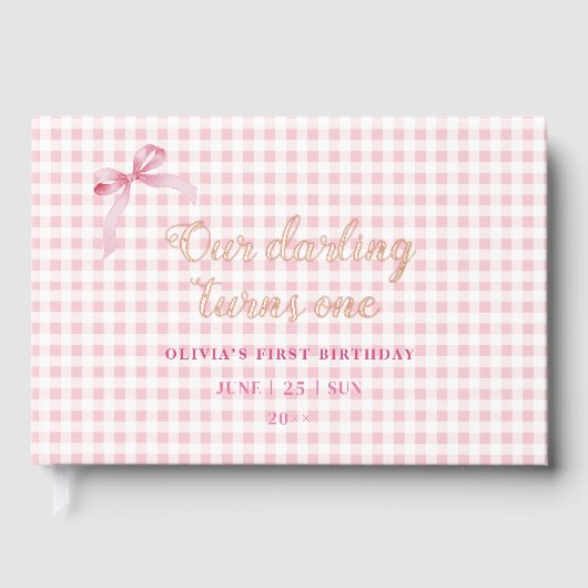 Coquette rose Bow 1er anniversaire fille (Recto)