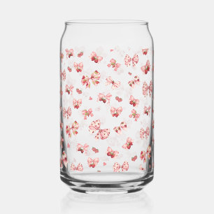 Coquette rose Bow avec fraises Can Glass