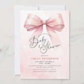 Coquette Rose Bow Baby Girl Douche Invitation (Devant)