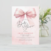 Coquette Rose Bow Baby Girl Douche Invitation (Debout devant)