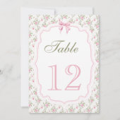 Coquette Rose Bow Elegant Numéro de table Vintage (Devant)