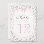 Coquette Rose Bow Elegant Numéro de table Vintage (Dos)