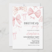 Coquette Rose Bow Invitation Anniversaire (Devant)