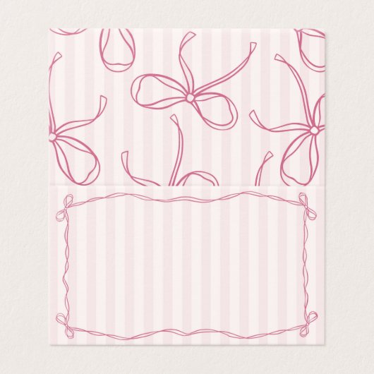 Coquette Rose Bow Pastel Place Card Table Decor (Outside Unfolded)
