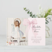 Coquette Rose Bow Photo Anniversaire Invitation (Debout devant)
