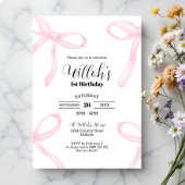 Coquette Rose Bows Anniversaire Invitation