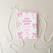 Coquette Rose Bows Anniversaire Invitation