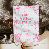 Coquette Rose Bows Anniversaire Invitation