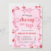 Coquette rose cerise en haut Invitation d'annivers (Devant)